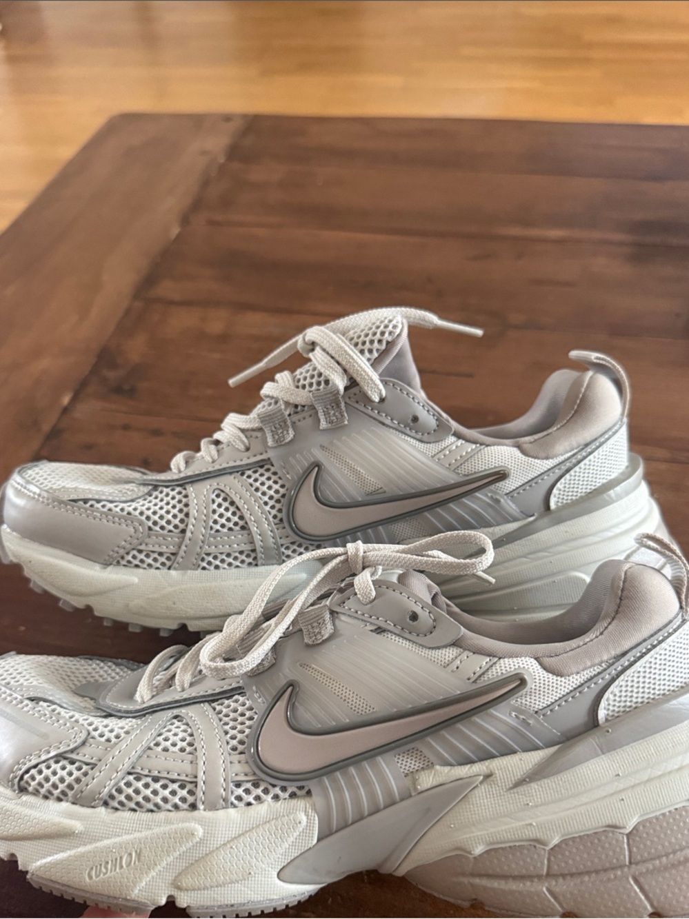 Nike V2K Run “Light Bone”Women’s Light Beige and Light Gray Chunky Mesh Sneakers